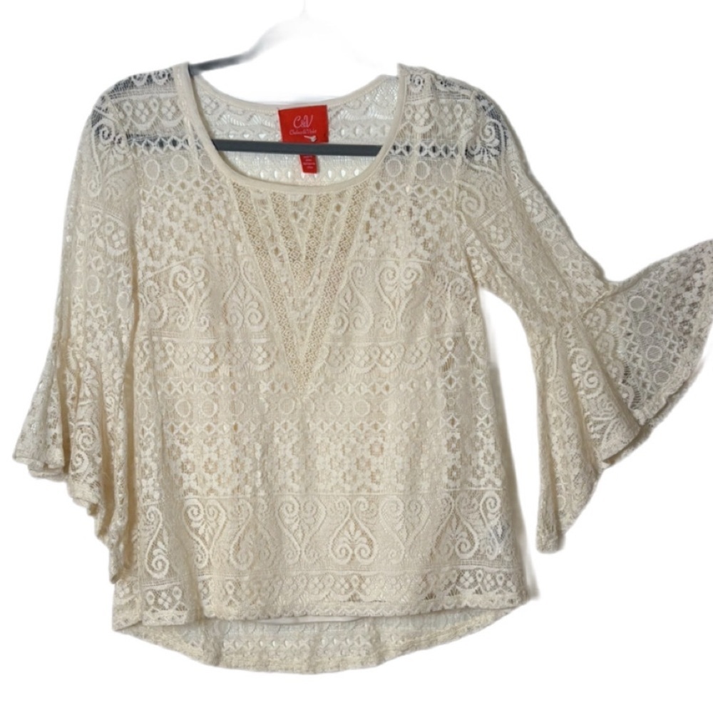 Chelsea & Violet Lace Blouse Over Cami Beige Size Small